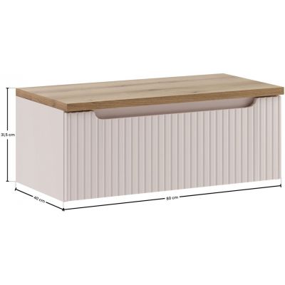 Zestaw Comad Nova Cashmere szafka 80 cm podumywalkowa wisząca z blatem kaszmir  SET-NOC B OAK 80CM 1S