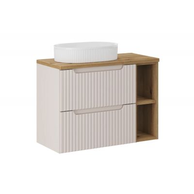 Zestaw Comad Nova Cashmere szafki 60 cm i 20 cm z blatem meblowym 80 cm kaszmir/dąb i umywalka Beyond 48x32,5 cm biała SET-NOC B OAK 80CM UN BEYOND WH LR