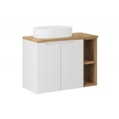 Zestaw Comad Nova White/Oak szafki 60 cm i 20 cm biały/dąb z blatem meblowym 80 cm i umywalka Beyond 48x32,5 cm biała SET-NOW B OAK 80CM UN BEYOND WH LR
