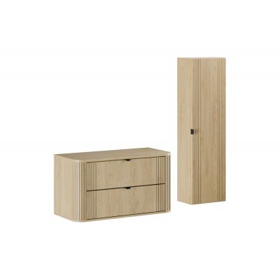 Zestaw Comad Ovalia Cremona szafka z blatem 100 cm wisząca i szafka boczna wysoka dąb SET-OVC B CREMONA 100CM HC