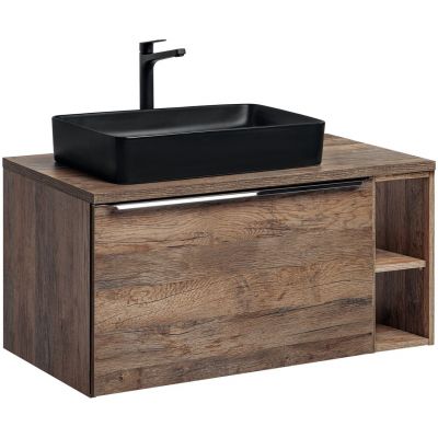 Comad Santa Fe Oak szafka 100 cm podumywalkowa wisząca z umywalką dąb SET-SFO B 100CM UN. 6275 BLACK 81-01