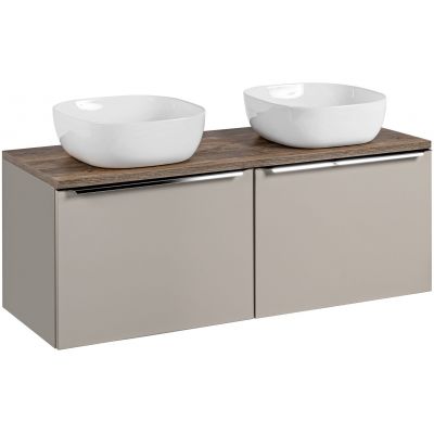 Zestaw Comad Santa Fe Taupe szafka 60x45,6x46 cm podumywalkowa wisząca z blatem i umywalką szara SET-SFT B 120CM UN 6252