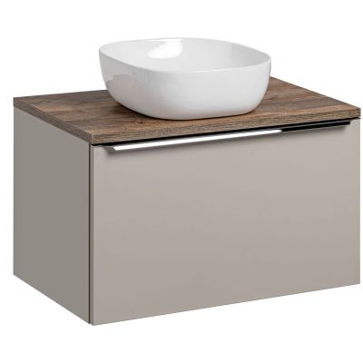 Zestaw Comad Santa Fe Taupe szafka 80x45,6x46 cm podumywalkowa wisząca z blatem i umywalką beżowa SET-SFT B 80CM UN 6252