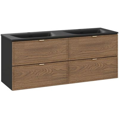 Comad Talia Casella umywalka Sky czarna z dwiema szafkami podumywalkowymi zestaw 120 cm dąb-czarny SET-TC 120CM UM SKY 1 BM