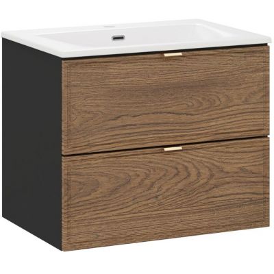 Comad Talia Casella umywalka Sky biała z szafką podumywalkową 60 cm dąb-czarny SET-TC 60CM UM SKY