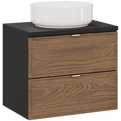 Zestaw Comad Talia Cesella umywalka nablatowa Maja biała z szafką podumywalkową 60 cm dąb-czarny SET-TC B BLACK 60CM UN MAJA