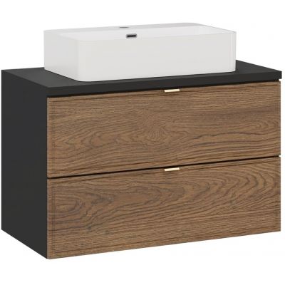 Zestaw Comad Talia Casella umywalka nablatowa Talia biała z szafką podumywalkową 80 cm dąb-czarny SET-TC B BLACK 80CM UN TRUST WH
