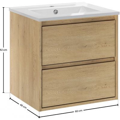 Zestaw Comad Viola Cremona szafka 50 cm podumywalkowa wisząca z umywalką Lava dąb cremona SET-VOC 50CM LAVA