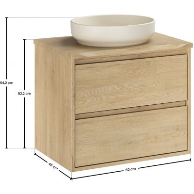 Zestaw Comad Viola Cremona szafka 60 cm podumywalkowa wisząca z blatem i umywalką River 1 dąb cremona SET-VOC B NAT CREMONA 60CM UN RIVER