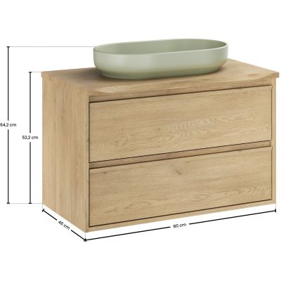 Zestaw Comad Viola Cremona szafka 80 cm podumywalkowa wisząca z blatem i umywalką River 2 dąb cremona SET-VOC B NAT CREMONA 80CM UN RIVER