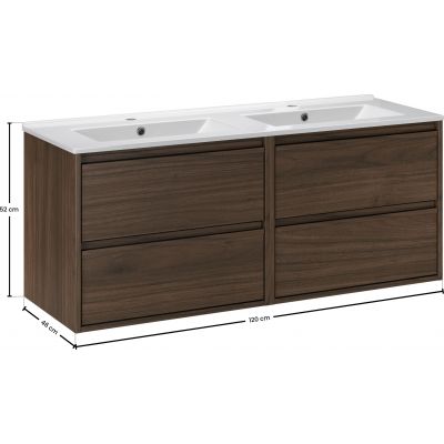 Zestaw Comad Viola Villa szafka 120 cm podumywalkowa wisząca z umywalką Lava orzech villa SET-VOV 120CM LAVA