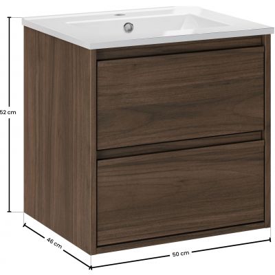 Zestaw Comad Viola Villa szafka 50 cm podumywalkowa wisząca z umywalką Lava orzech villa SET-VOV 50CM LAVA