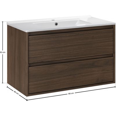 Zestaw Comad Viola Villa szafka 80 cm podumywalkowa wisząca z umywalką Lava orzech villa SET-VOV 80CM LAVA
