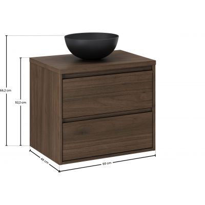 Zestaw Comad Viola Villa szafka 60 cm podumywalkowa wisząca z blatem i umywalką Domi orzech villa SET-VOV B VILLA 60CM UN DOMI
