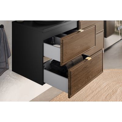 Comad Talia Casella umywalka Sky czarna z dwiema szafkami podumywalkowymi zestaw 120 cm dąb-czarny SET-TC 120CM UM SKY 1 BM
