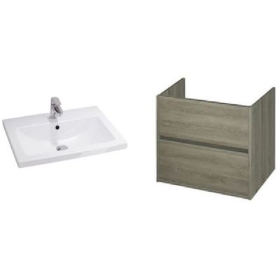 Zestaw Cersanit Como umywalka 60 cm z szafką wiszącą dąb/biały (K32003BOX, S598032)