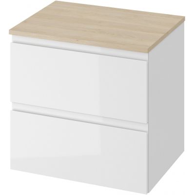 Zestaw Cersanit Modo szafka podumywalkowa 60 cm z blatem biały/dąb (S590042, S590043)