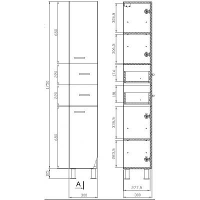 Cersanit Alpina szafka boczna słupek stojący 185 cm biały połysk S516-005-DSM