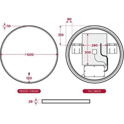 Corsan Tondo lustro 60x60 cm okrągłe z oświetleniem z matą grzewczą L0060A
