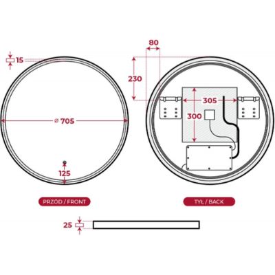 Corsan Tondo lustro 70x70 cm okrągłe z oświetleniem z matą grzewczą złoty L0070BGL