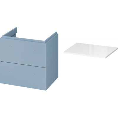 Cersanit Larga zestaw 60 cm szafka podumywalkowa z blatem niebieski/biały (S932023, S932071)