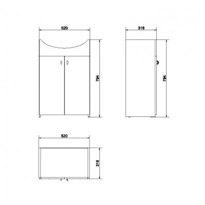 Cersanit Bianco szafka 52 cm podumywalkowa stojąca biała S509-033-DSM