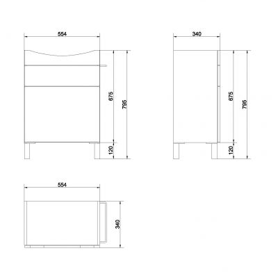 Cersanit Smart szafka 60 cm podumywalkowa wisząca szary/jesion S568-013