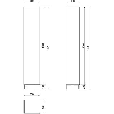 Cersanit City szafka boczna słupek 180 cm wiszący szary dąb S584-001
