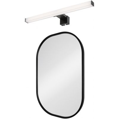 Zestaw Dubiel Vitrum Luis lustro 40x60 cm owalne z kinkietem Rabalux Oliro 1x6 W czarny (5905241012827, 75051)