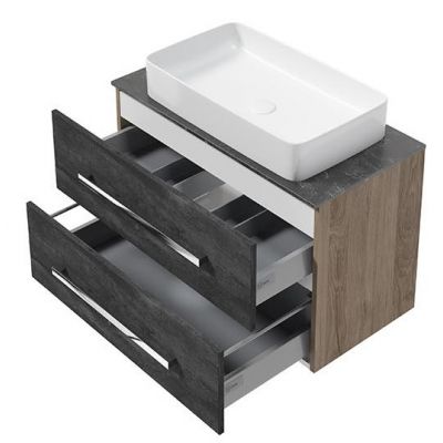 Defra Granada szafka 80 cm podumywalkowa dekor orzech rockford/beton czarny 167-D-08014