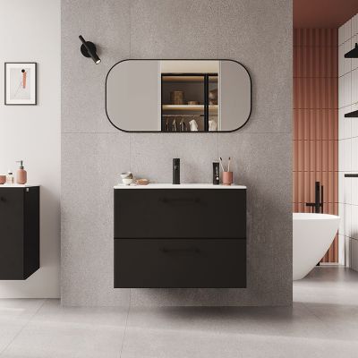 Defra Mo-re lustro 100x50 cm prostokątne czarny mat 291-L-05005