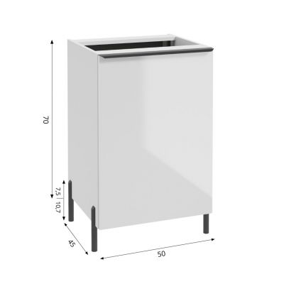 Defra Nino szafka B50 50x45x70 cm boczna stojąca biały połysk 304-B-05003