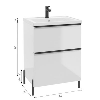Defra Nino szafka 60x45x70 cm podumywalkowa stojąca biały połysk 304-D-06003