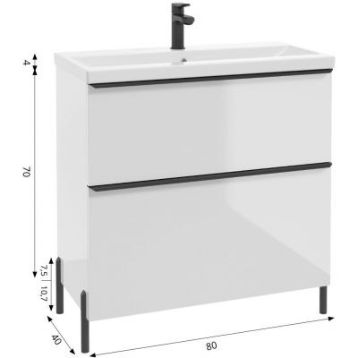 Defra Nino D80 szafka 80x40x70 cm podumywalkowa stojąca biały połysk 304-D-08006
