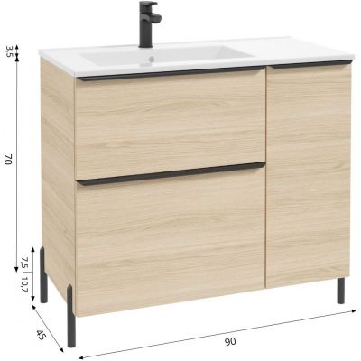 Defra Nino D90 szafka 90x45x70 cm podumywalkowa lewa stojąca dąb vicenza jasny 304-D-09001