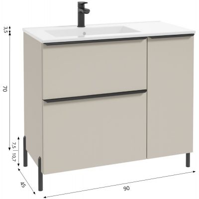 Defra Nino D90 szafka 90x45x70 cm podumywalkowa lewa stojąca kaszmir mat 304-D-09003