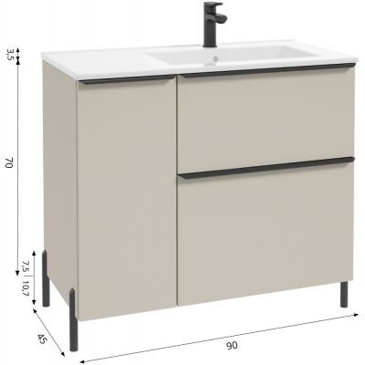 Defra Nino D90 szafka 90x45x70 cm podumywalkowa prawa stojąca kaszmir mat 304-D-09004