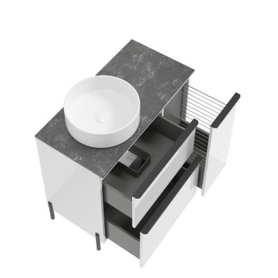 Defra Nino szafka D90 90x45x70 cm podumywalkowa lewa stojąca biały połysk 304-D-09005