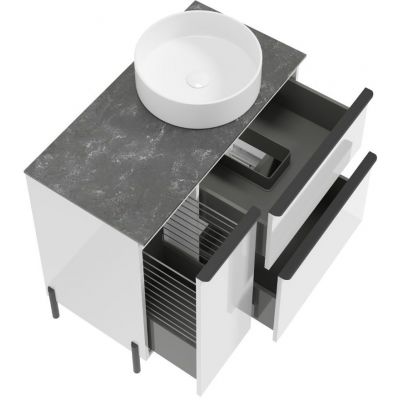 Defra Nino D90 szafka 90x45x70 cm podumywalkowa prawa stojąca biały połysk 304-D-09006