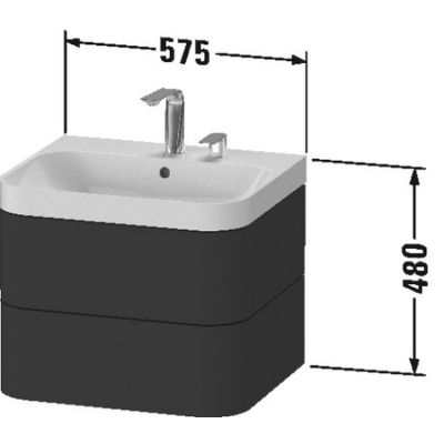 Duravit Happy D.2 Plus umywalka z szafką 57,5 cm taupe satynowy mat HP4345E6060