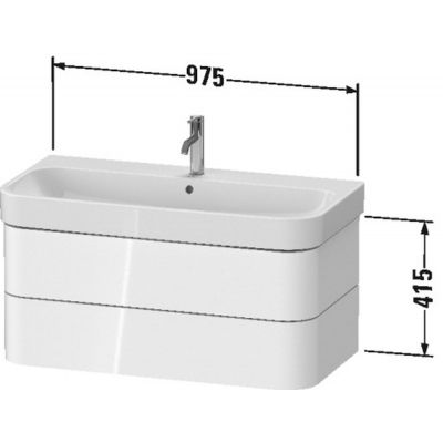 Duravit Happy D2 Plus szafka 97,5 cm podumywalkowa wisząca biały satynowy mat HP4388036360000