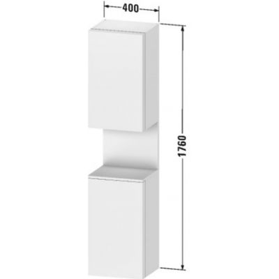 Duravit Qatego szafka boczna 176 cm wysoka wisząca lewa biały mat QA1346L49180010