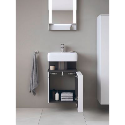 Duravit Qatego szafka 44 cm podumywalkowa wisząca lewa biały mat/czarny QA4076L49180000