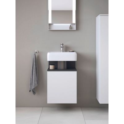 Duravit Qatego szafka 44 cm podumywalkowa wisząca lewa biały mat/czarny QA4076L49180000