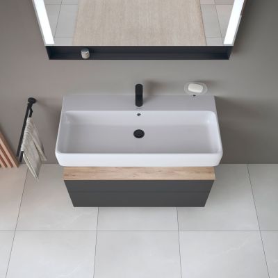 Duravit Qatego szafka 100 cm podumywalkowa wisząca grafit mat/dąb QA4395055490010