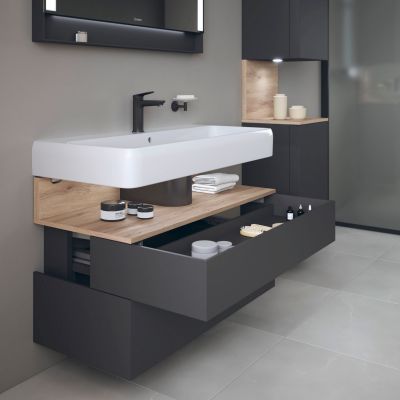 Duravit Qatego szafka 100 cm podumywalkowa wisząca grafit mat/dąb QA4395055490010