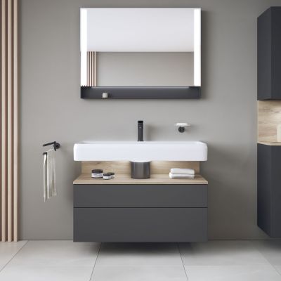 Duravit Qatego szafka 100 cm podumywalkowa wisząca grafit mat/dąb QA4395055490010