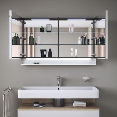 Duravit Qatego szafka 120x75 cm lustrzana wisząca z oświetleniem LED biały mat QA7153018180010