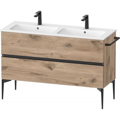 Duravit Sivida szafka 128x47,7x59,1 cm podumywalkowa wisząca czarna-dąb SV46470BD550000