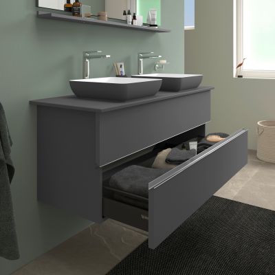 Duravit Sivida szafka 131,5x47,5x54,8 cm podumywalkowa wisząca grafitowa-chrom SV4661010490000